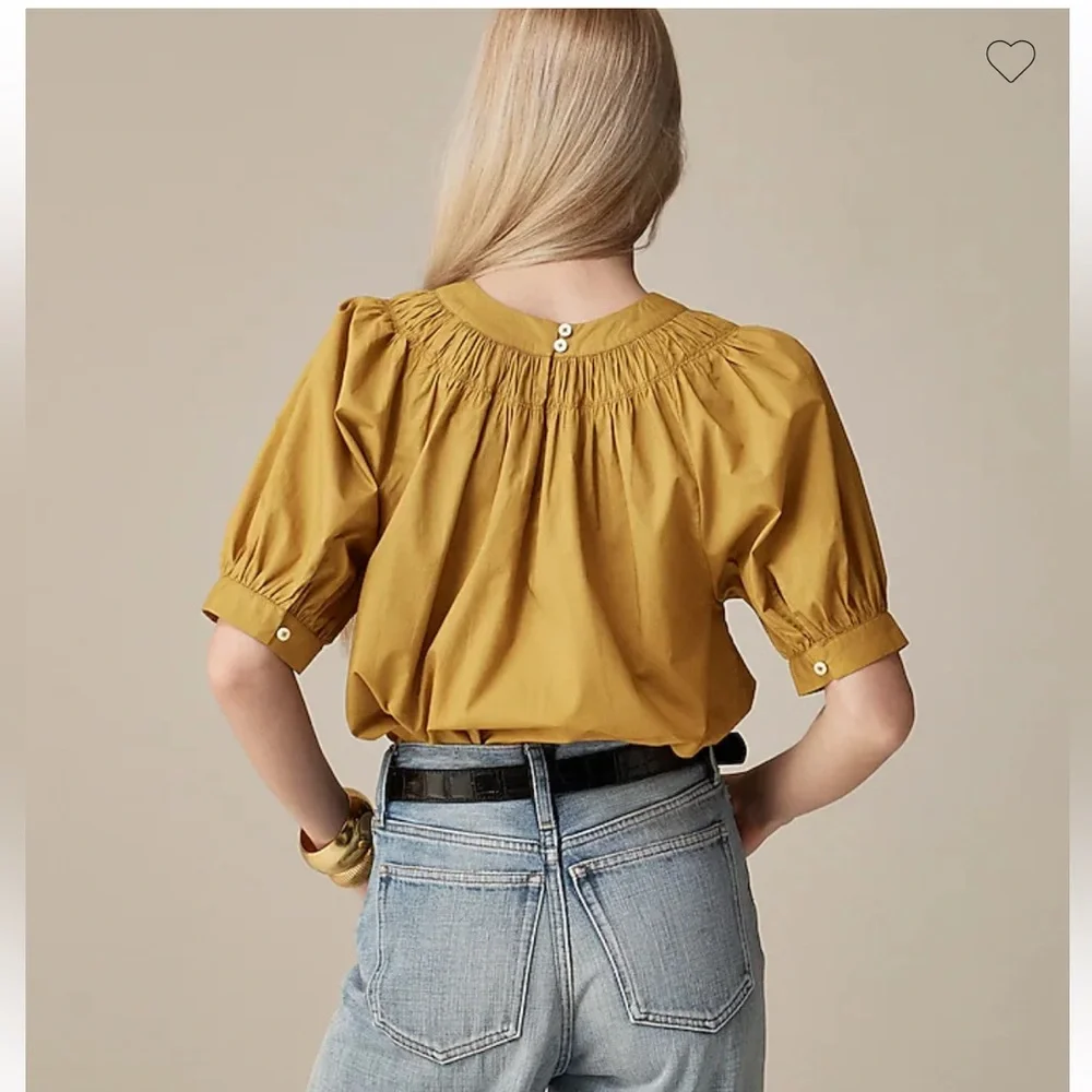NWT-J.Crew Smock-neck puff-sleeve top in cotton poplin - Picture 2 of 4